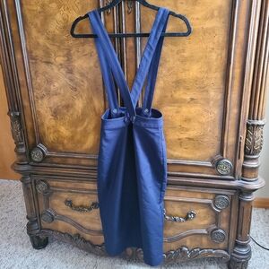 New York & Company Navy Blue Criss Cross Pinafore Pencil Skirt